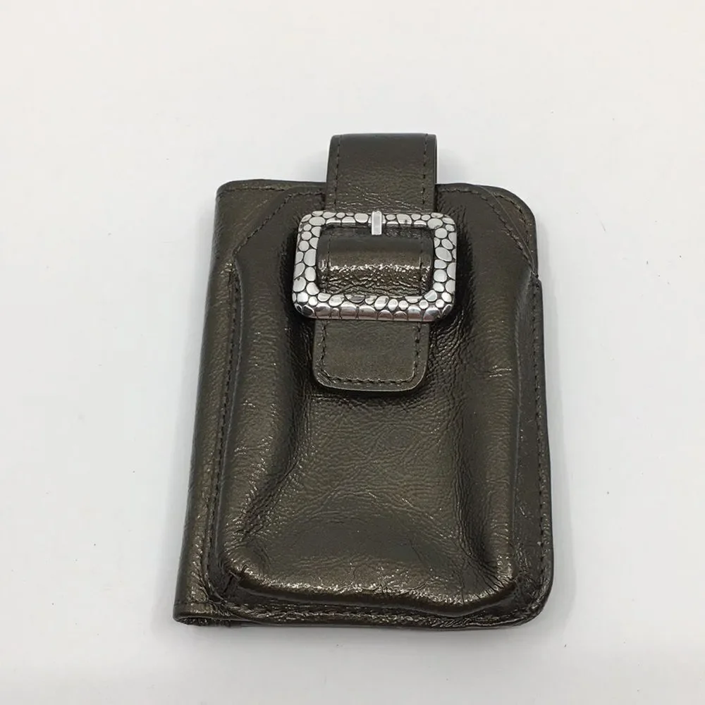 Brighton Metallic Olive Green Patent Leather Phone Wallet Card Case